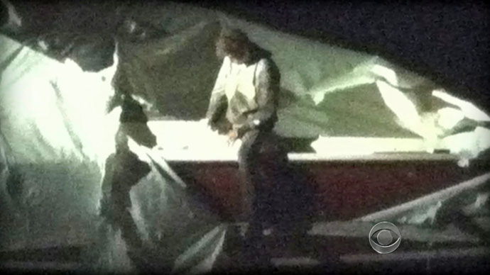 Dzhokhar Tsarnaev, a suspect in the Boston Marathon bombing who was captured Friday night, April 19, 2013.(AFP Photo / CBS NEWS)