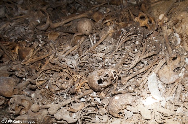 The grisly find occurred on Wednesday when ground subsided as workers carried out renovations 