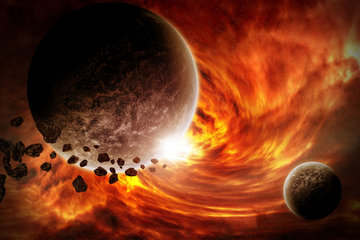 Illustration showing Earth amageddon