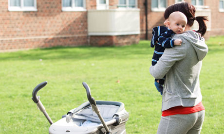 single mother with baby